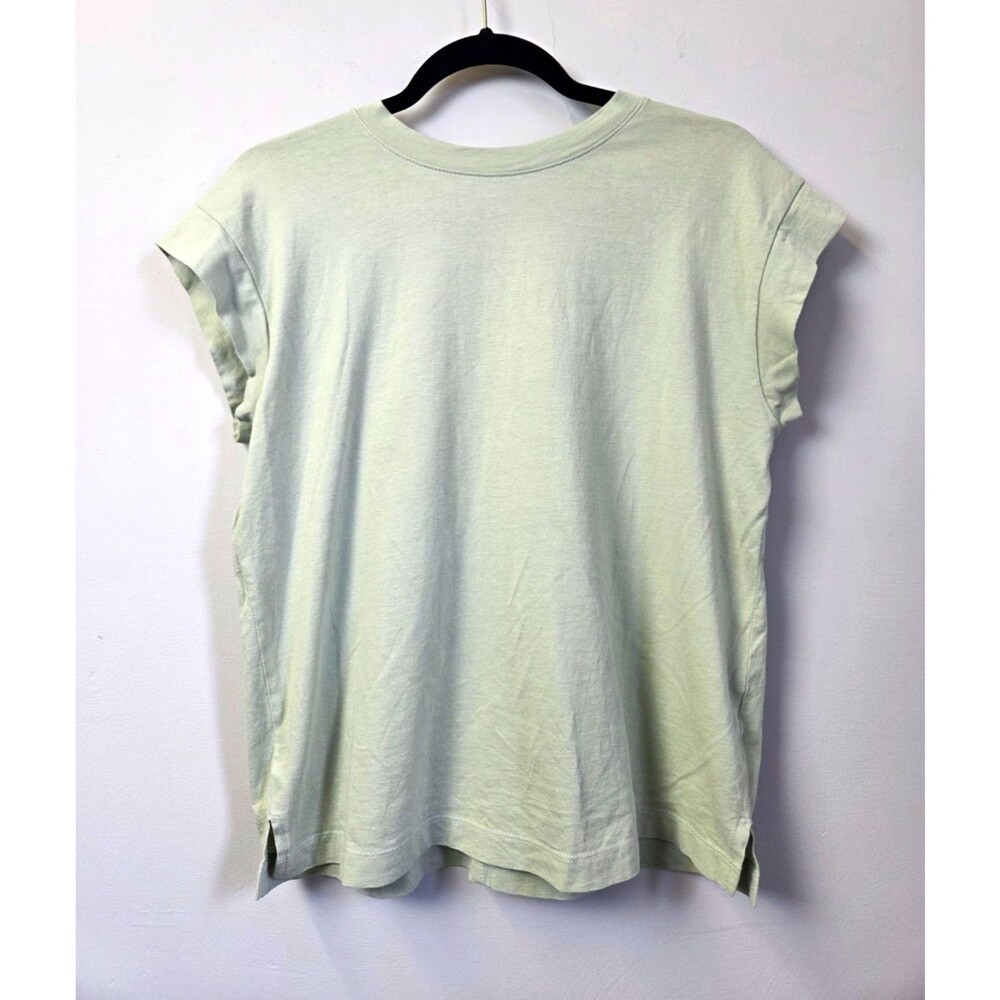 A New Day Women's Green Supima Cotton Solid Knit Crew Neck Cap Sleeve Tee S